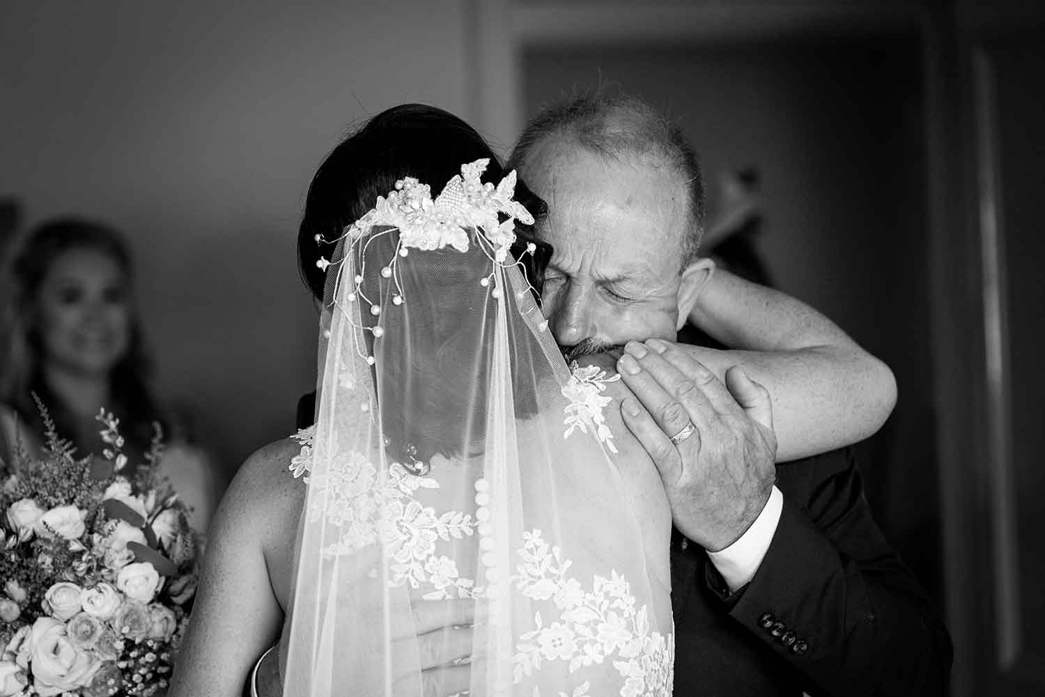 Emotional dad during first look at westport wedding at knockranny house hotel